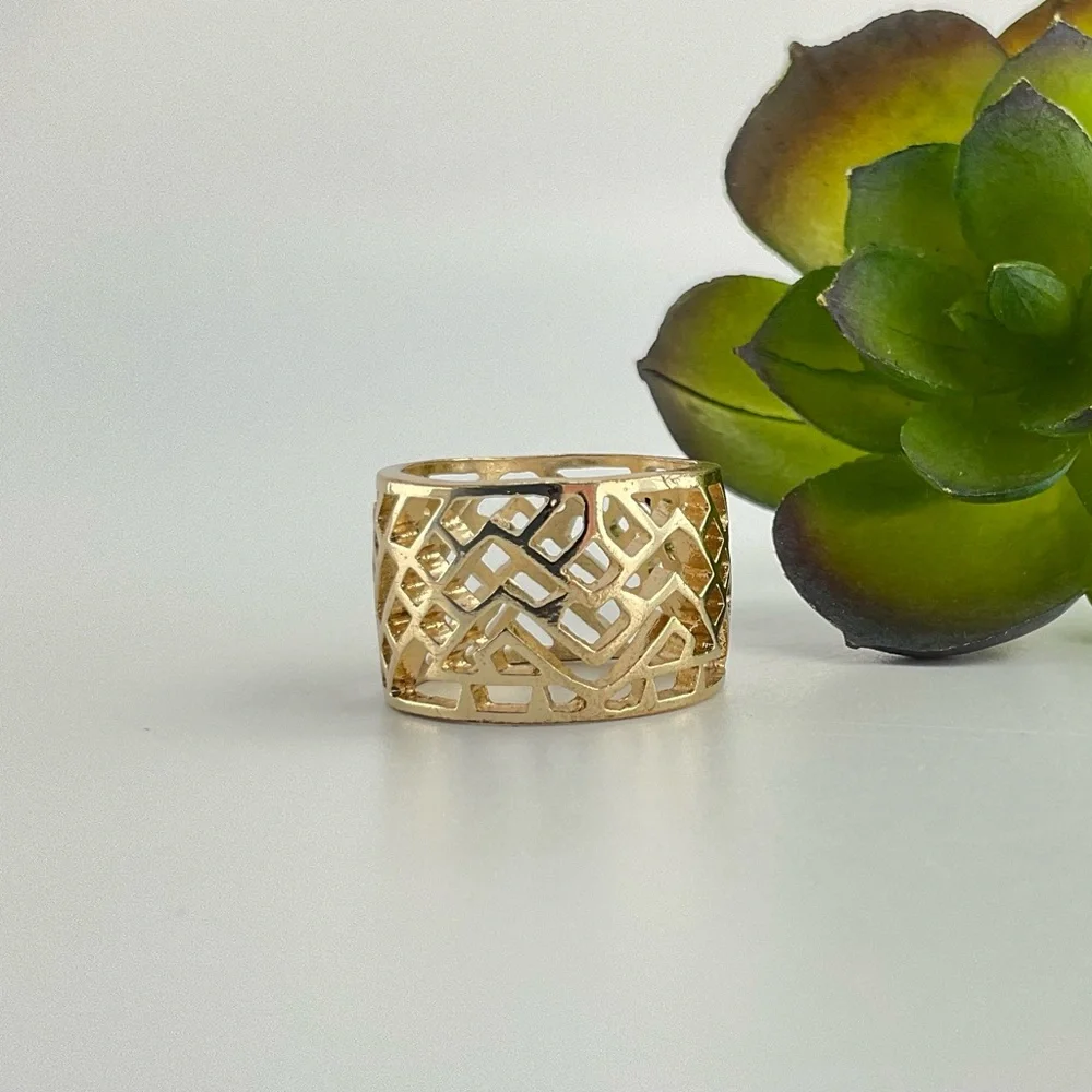 Gold Geometric Ring, Statement Ring, Mod, Plated